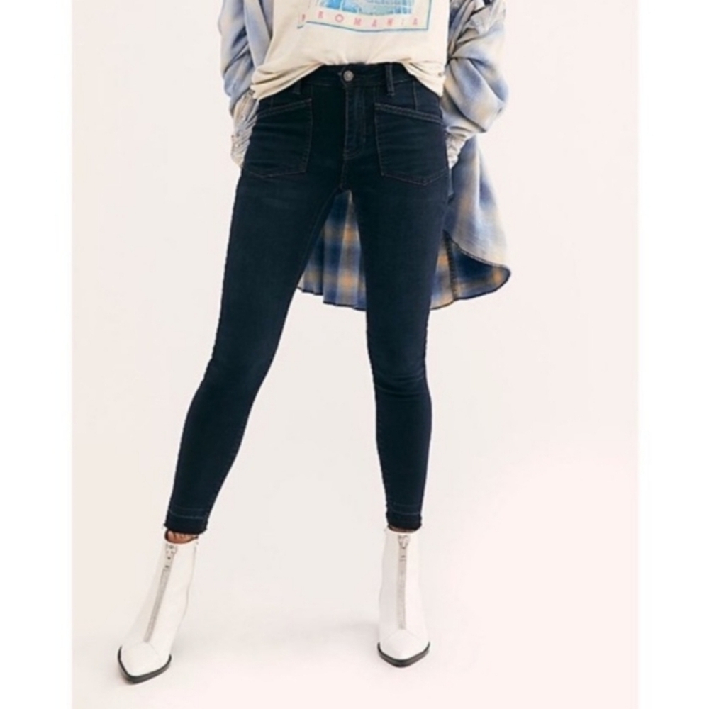 Free People Black Jeans 24 Raw Hem High-Rise